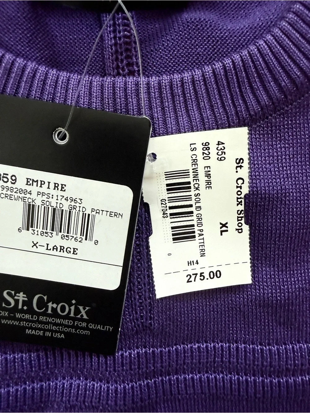 St. Croix Men’s Purple Crewneck Sweater - Picture 2 of 4